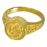 Anillo Hombre Celta Plata Ley .925 Chapado Oro 14 Quilates