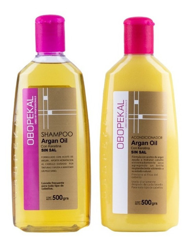 Obopekal® Kit Shampoo + Acondicionador Argan Sin Sal 500grs
