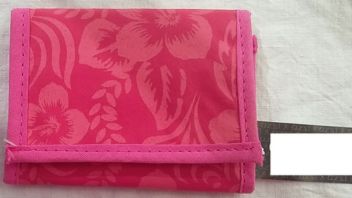 Billetera Sintetico Estampado Rosa Con Abrojo