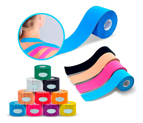 Kit 3 Fitas Bandagem Elástica Fisioterapia Kinesio 5mx5cm