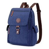 Mochila De Couro Legítimo Masculino E Feminino Cor Azul