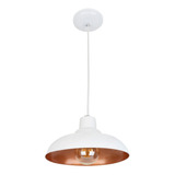 Lustre Pendente Sala Ou Cozinha Branco Pequeno + Led