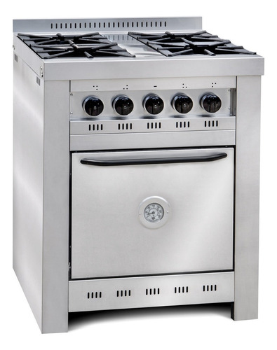 Cocina Corbelli Industrial Cf-70 - 4 Hornallas A Gas 4 Hornallas  Plateada Puerta Ciega 90l