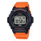 Relógio Casio Masculino Standard W-219h-4avdf Cor Da Correia Laranja Cor Do Bisel Preto Cor Do Fundo Cinza