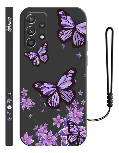 Carcasa De Silicona Diseño De Mariposa Para Samsung + Correa