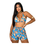 Conjunto Biquini Trikini 3 Peças Biquíni Short Saída D Praia