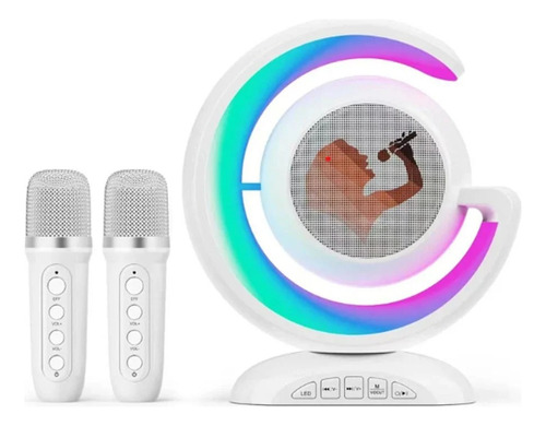 Parlante Karaoke Bluetooth Luz Colorida Micrófono Dual