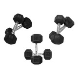 Set De 3 Pares Pesas /mancuernas Hexagonales 8, 10 Y 12 Lbs