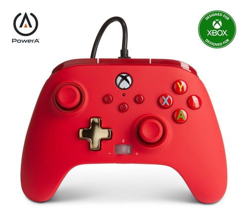 Control Con Cable Para Xbox Serie X Y S Color Rojo Powera