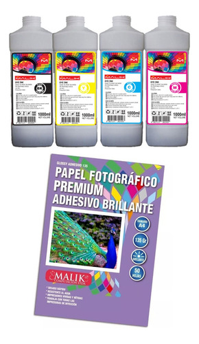 Papel Adhesivo 135gm 50 Hojas+ 4 Litros Para Hp Ink Tank 415