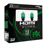 Cabo Hdmi 2.0 4k 15mt Ultrahd 15 Metros Hdr 19 Pinos - Pix