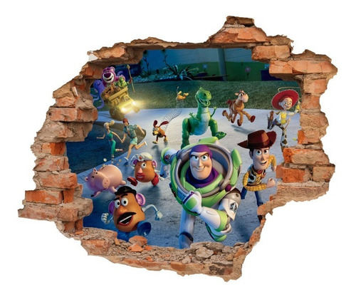 Decoracion  Toy Story Infantil Muro Roto Woody Buzz 65x55cm