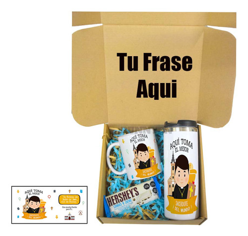 Caja Kit Taza Y Termo, El Mejor Sacerdote, Para Regalo