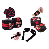 Vendas De Rodilla Knee Wraps +muñequeras + Straps Gym Pack 3