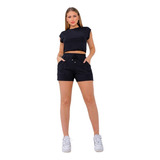 Conjunto Feminino Verão Short E Cropped Básico