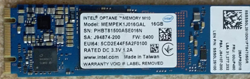 Intel Optane Memory Series16gb, Memoria