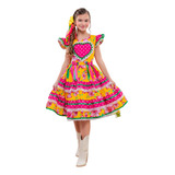 Vestido Caipira Festa Junina Infantil Luxo Quadrilha Juvenil