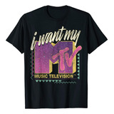 Mtv I Want My Mtv 90s Retro Colorido Logo Polera Gráfica C