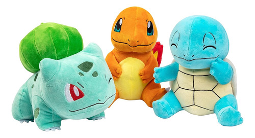 Pokémon Plush Starter 3 Pack - Charmander, Squirtle Bulbasau