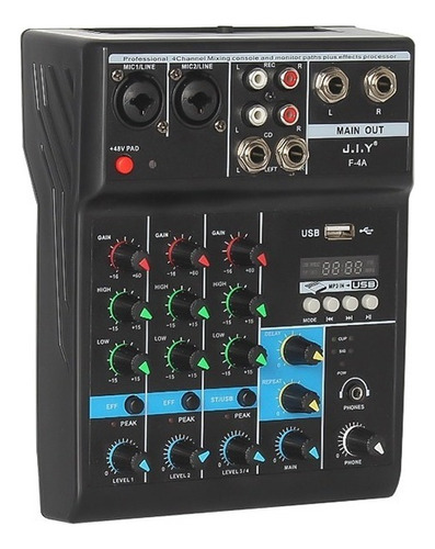 Mixer De Áudio Bomge De 4 Canais Bluetooth 48v 24dsp