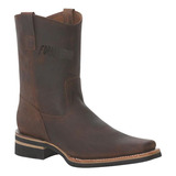 Bota Moda 72205qpr Vaca Ponerse Logo Grabado Caña Amplia