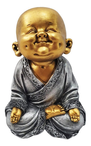 Buda Sorrindo Sorte Prosperidade Estátua Decoração Em Resina