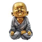 Buda Sorrindo Sorte Prosperidade Estátua Decoração Em Resina