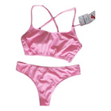 Conjunto Bikini Rosa Summer 2024  Licra Tiro Alto Mujer