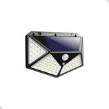 Arandela Solar 100 Leds C/ Sensor De Presença Ip65 6500k 10w