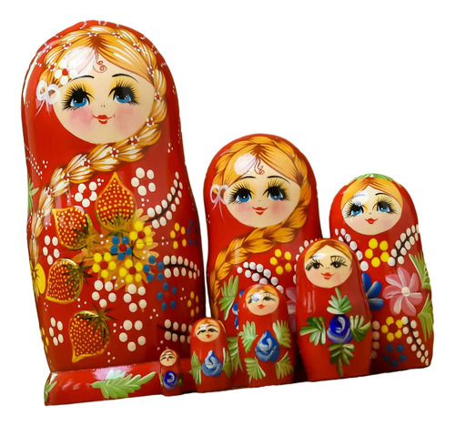 7x Muñecas Rusas De Madera Anidadas, Juego Anidado Apilable