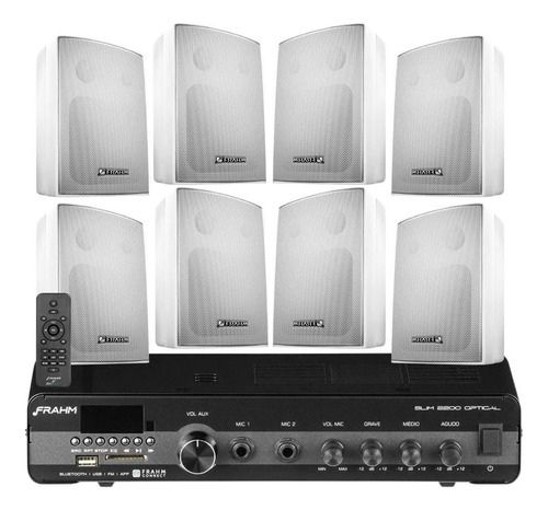 Som Ambiente Frahm Slim 2200 Tv Bluetooth + 8 Caixas Ps200 Cor Branca 110v/220v