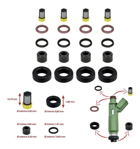 Kit Oring Filtros Inyectores Toyota Corolla 1.8 16v