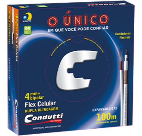 Caixa Cabo Coaxial 4mm 100mts Bipolar Cftv Câmera Segurança