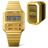 Reloj Casio Vintage Unisex A100weg Alien Acero Dorado Alarma