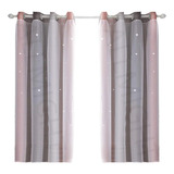 Cortina Estrellas 2pzs Blackout Opaca 132x160cm Cuarto Sala