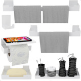 Kit De Acessórios Para Banheiro Branco Com Adesivo 6 Pcs ELG