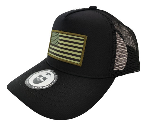 Gorra Militar Táctica Ajustable Con Malla Bandera Bordada 