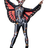 Body De Calavera Con Capa De Mariposa Halloween Para Mujer-adulto