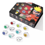 Naruto-juego De Anillos De Metal Ajustables+cadena - 10 Uds