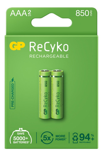 Pilhas Gp Recyko Recarregáveis Palito Aaa - 2 Unidades 850m