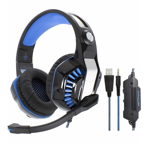 Fone De Ouvido Over-ear Gamer Knup Kp-491 Azul Cor Azul