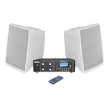 Kit Sonido Ambiental Intemperie Exteriores 40w Rms 2 Bafles