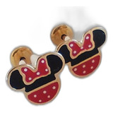 Aros Abridores Aritos Minnie Laminado Oro 24 K Disney Bebe 