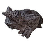 Molcajete Artesanal En Piedra Volcánica Forma De Rana 37 Cm 