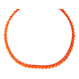 Set: Collar Pulsera Y Aretes Jade Naranja Fuerte  6 Mm
