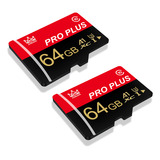 Pro Plus-2 Pack 64 Gb Memory Card (with Adapt) Red Black