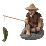 Figura De Pescador Linda Estatua De Jardín Piscina