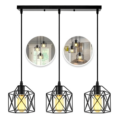Lampara De Techo Decorativa Vintage Candelabro De 3 Cabezas Estructura Negro | MercadoLibre