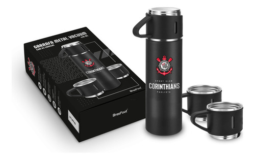 Garrafa Metal Vacum C/3 Canecas - Corinthians