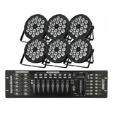 6 Canhao Refletor 18 Leds Rgbw 12w Quad Dmx 4in1 + Mesa Dmx